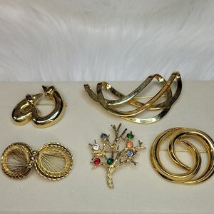 Gold-Tone Brooch Set